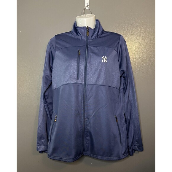 New York Yankees Jacket Womens Large Navy MLB Baseball Full Zip Zip Pockets - Picture 1 of 11